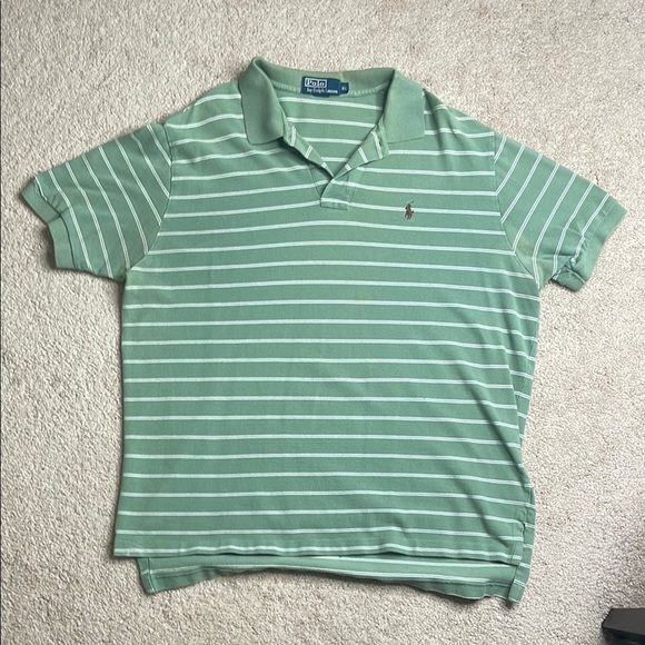 Polo Ralph Lauren Green Striped Polo Shirt - Picture 1 of 6